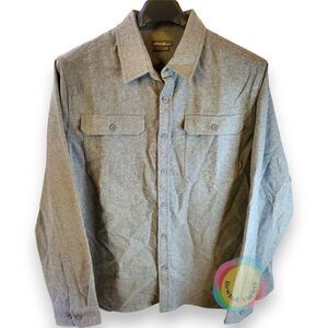 Eddie Bauer Gray Flannel Shirt Mens XL Solid Cotton